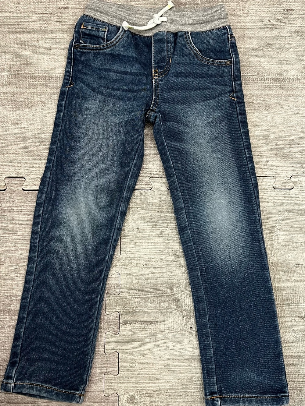 Cat & Jack Straight Denim Jeans 5T Blue Pull-On Drawstring Elastic Waist